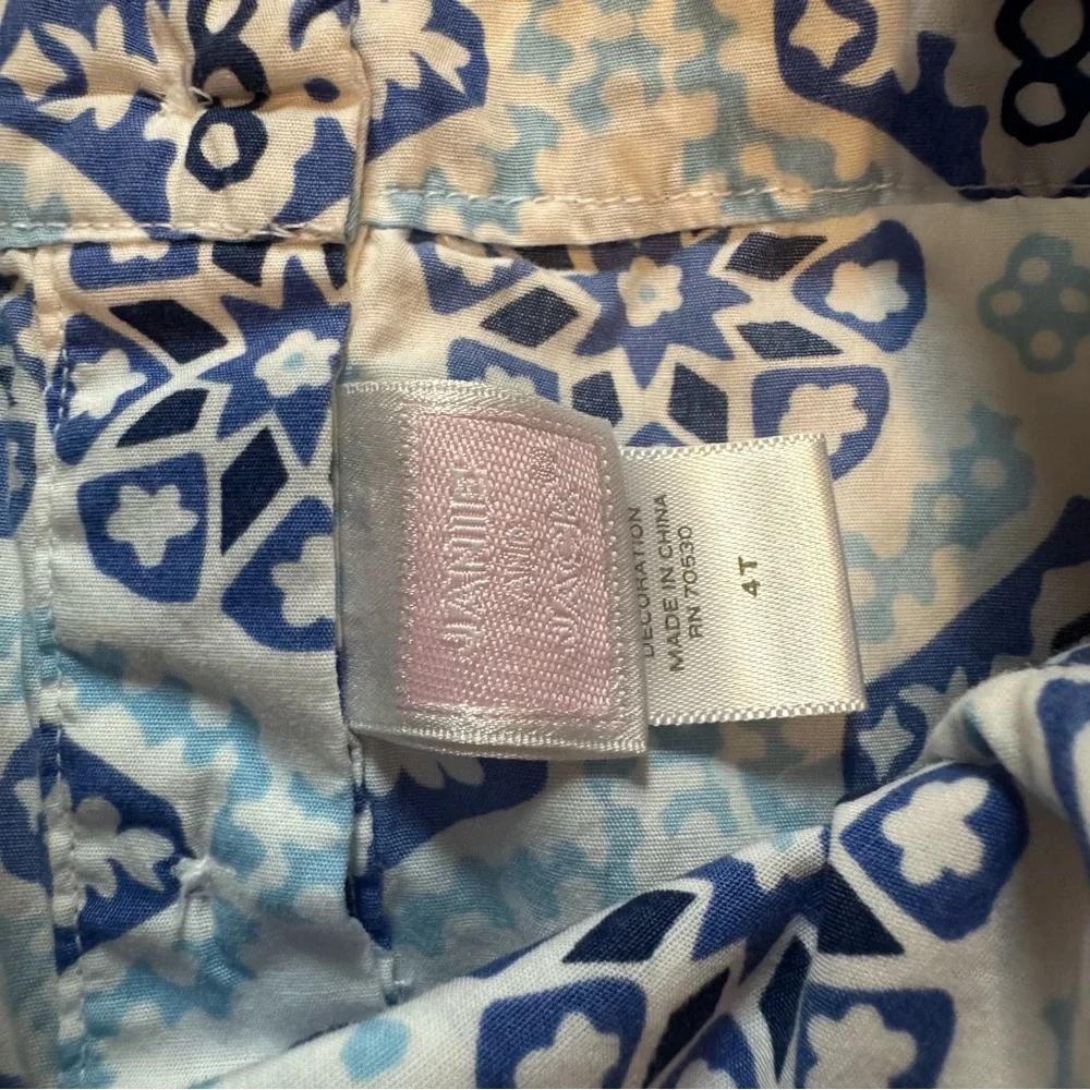 Janie and Jack Blue and White Printed Top